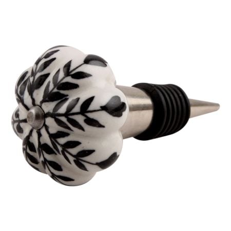 Black Leaf Ceramic Wine Stopper